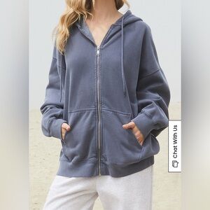 John Galt Christy Full Zip Oversized Hoodie, green